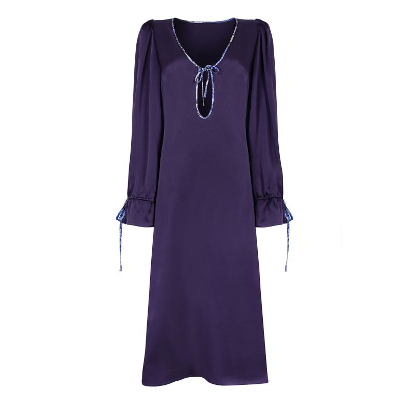 Flute Sleeve Midi Dress - Purple image