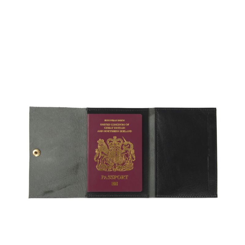 Luxe Black Leather Passport Holder image