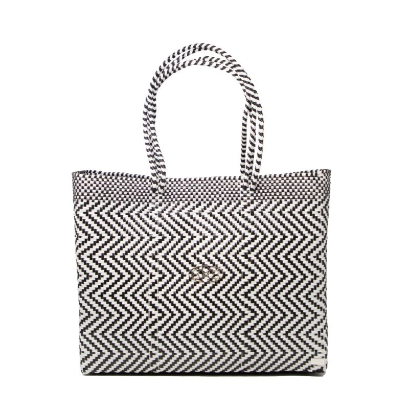 White Chevron Travel Tote With Clutch image