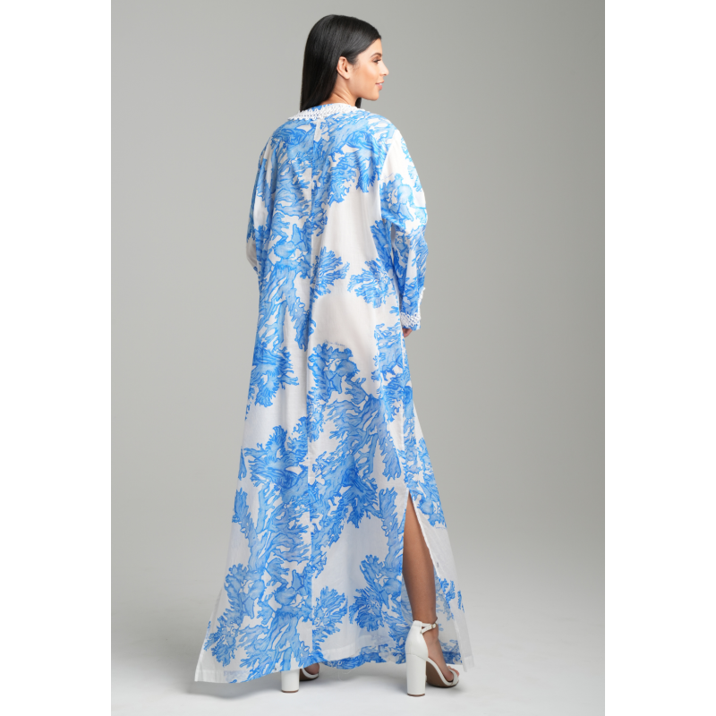 Titania Cotton Kaftan In Blue Coral image