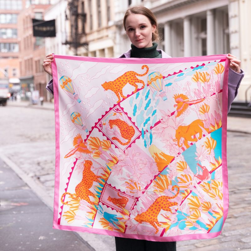 Double Sided Silk Scarf Of Around The World image