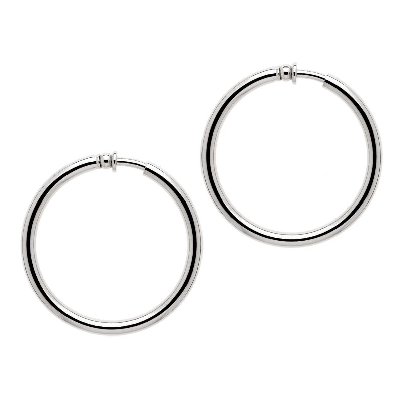 Platinum Large Hoop Clip On Earrings image