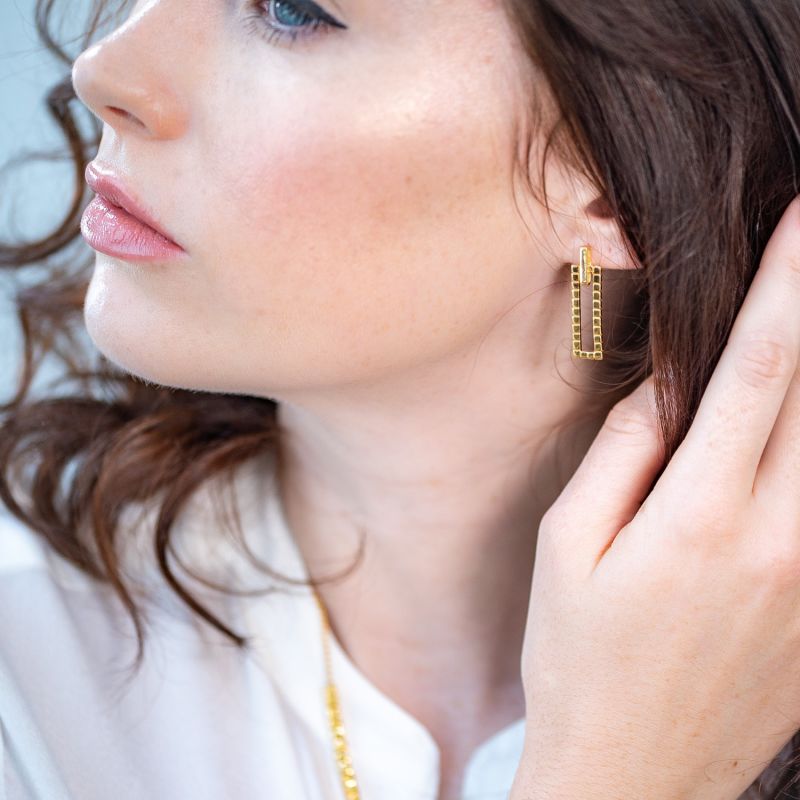 Gold Cube Geomatric Earrings image