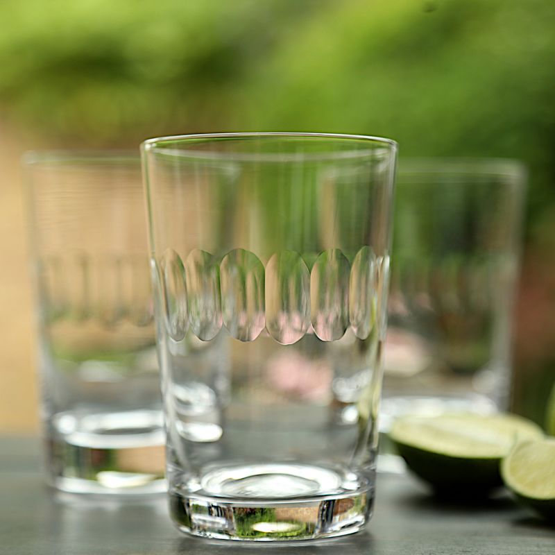 Six Hand-Engraved Crystal Tumblers With Lens Design image