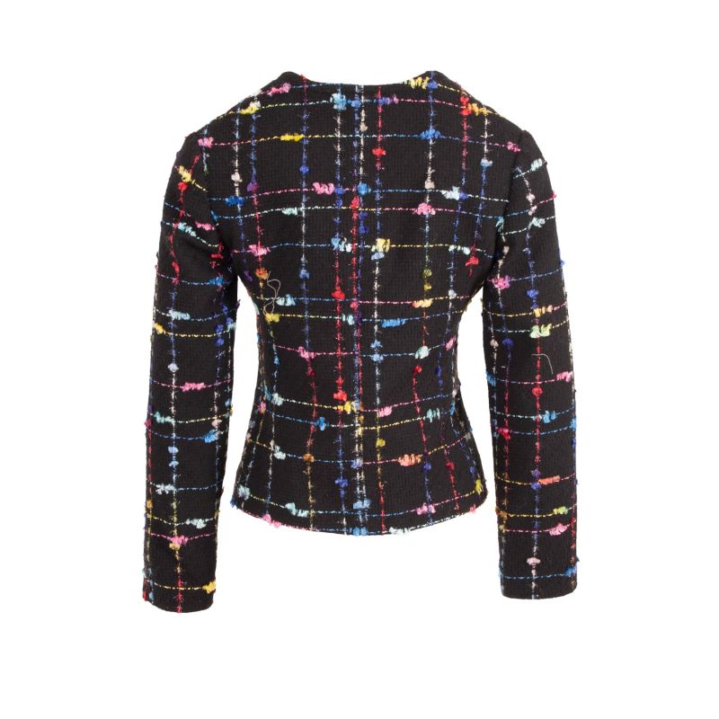 Black Bluish Colourful Threads Wool Blazer image