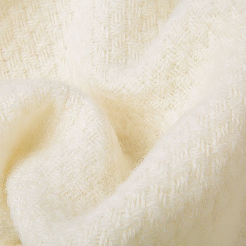 Evening Tales Soft Pure New Wool Blanket - Contemporary Weave - Neutrals image