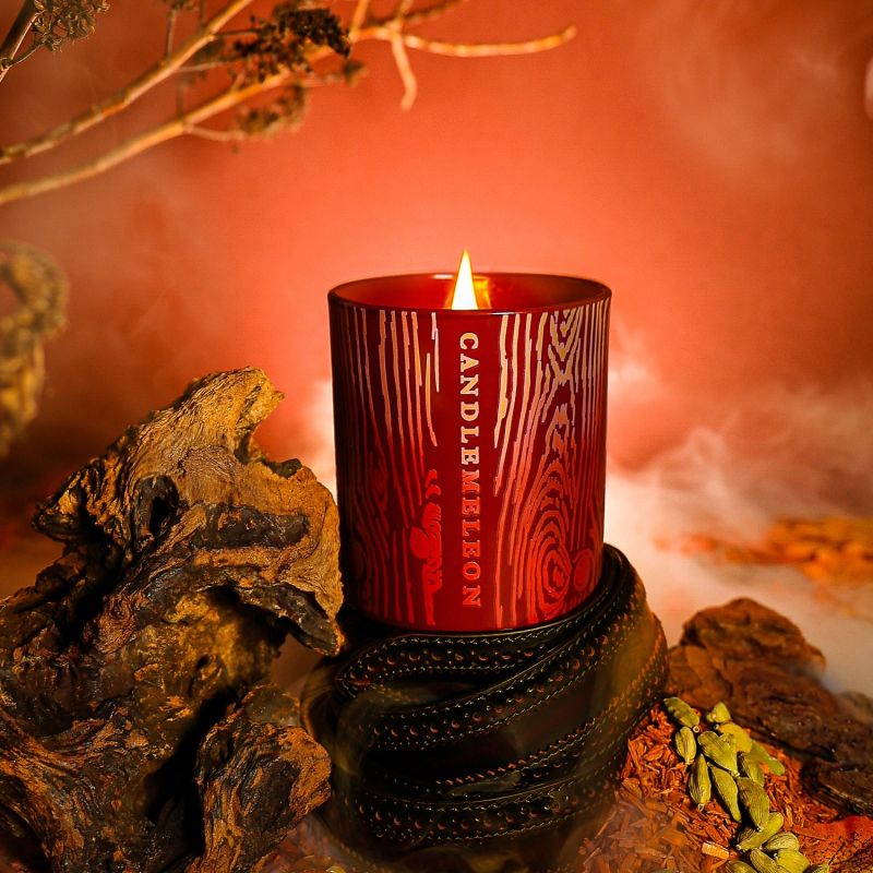 Forest Of Dean - Colour Changing Soy Wax Wood wick Candle – Mysore Sandalwood, Leather & Tobacco 200G image