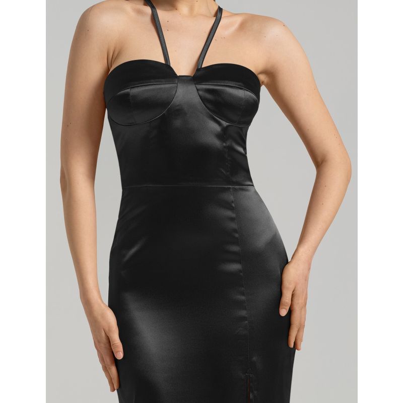 Forever Yours Satin Maxi Dress, Black image