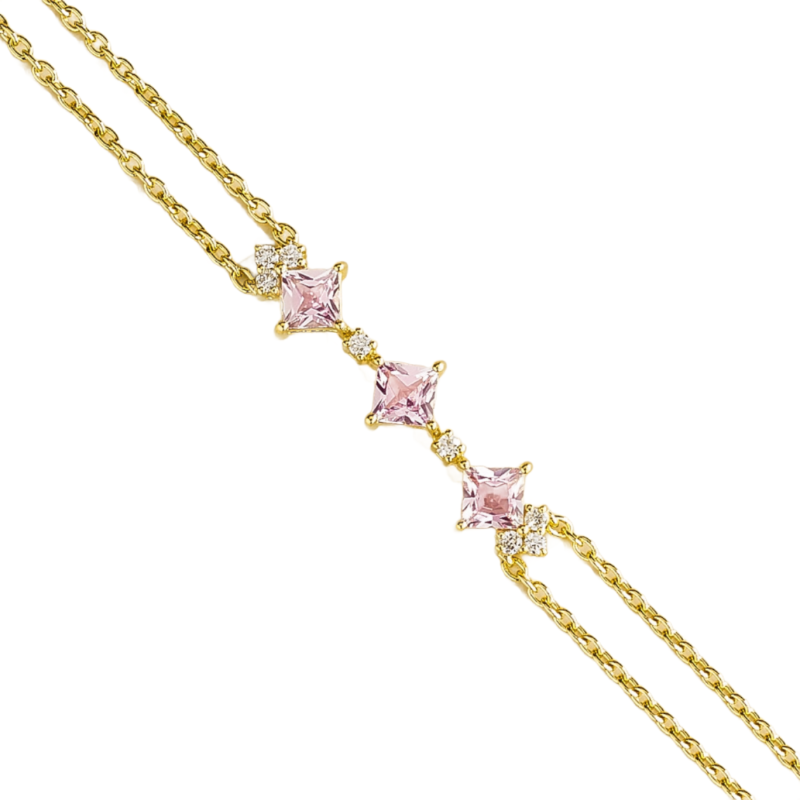 Forma Gold Bracelet Set With Pink Sapphire & Diamond image