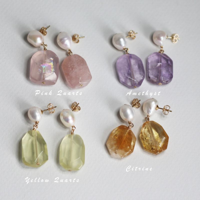 Four Seasons Earrings - Amethyst Pearl & Gold image