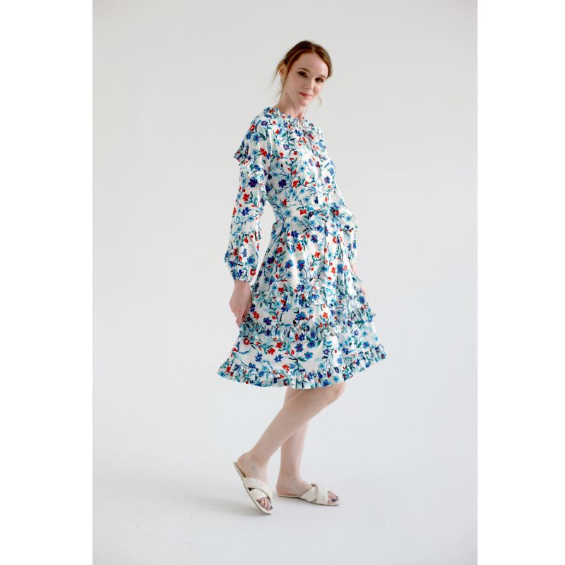 Ocean Flowers Cotton Silk Midi Dress image