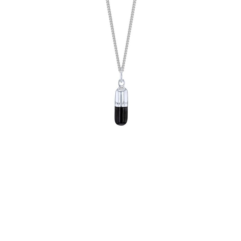 Sterling Silver & Black Enamel Mini Pill Pendant image