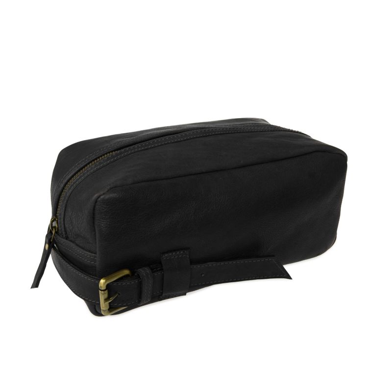 Wandering Soul Black Leather Wash Bag Buckle image