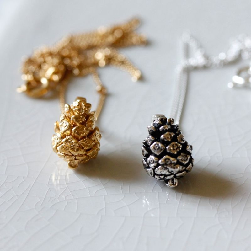 Baby Pine Cone Necklace - Gold image