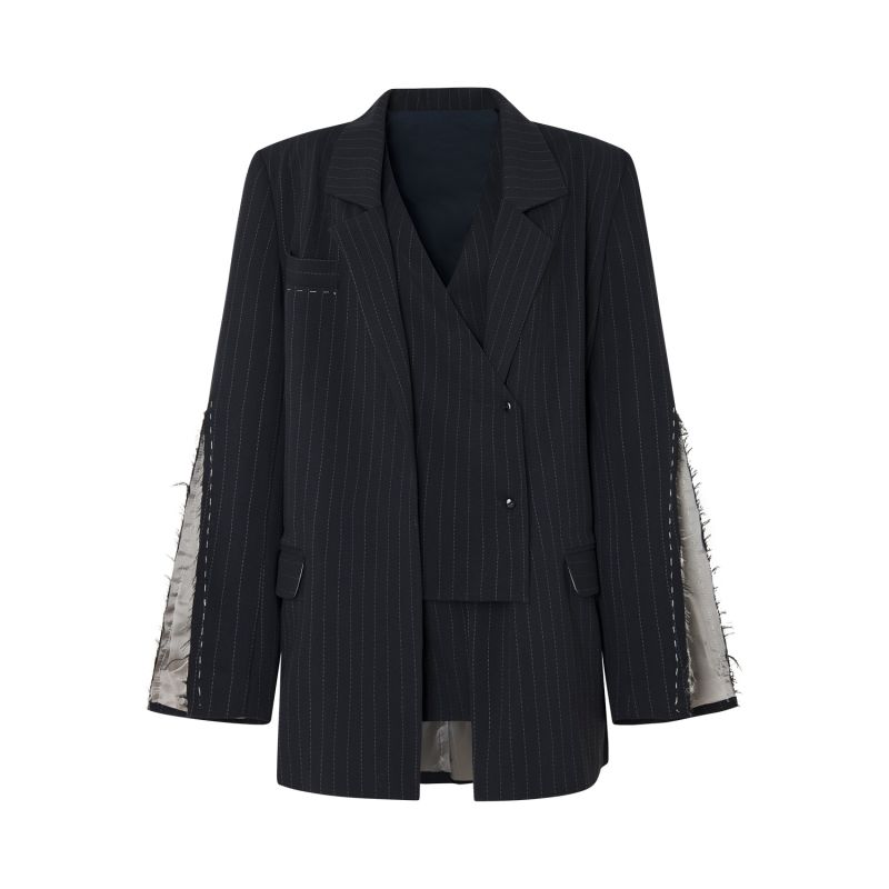 Fray Deconstructed Blazer:  Blue image