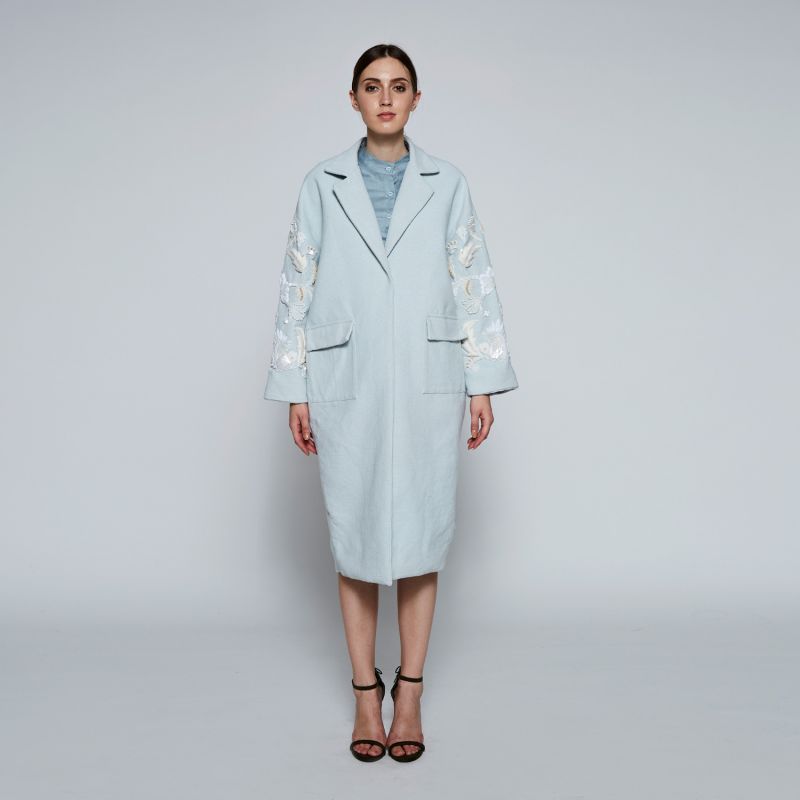 The Aza Hand-Embroidered Coat In Mint image