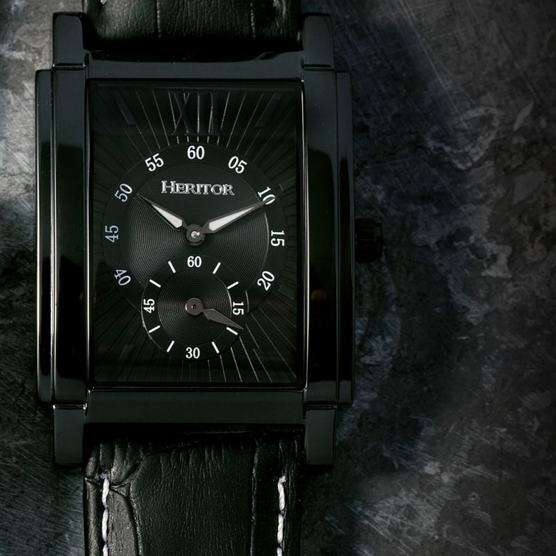 Frederick Leather-Band Watch with Seconds Sub-Dial - Black image