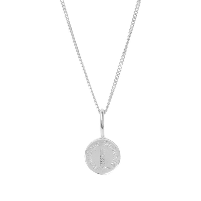 French Centime Coin Charm & Chain In Silver image