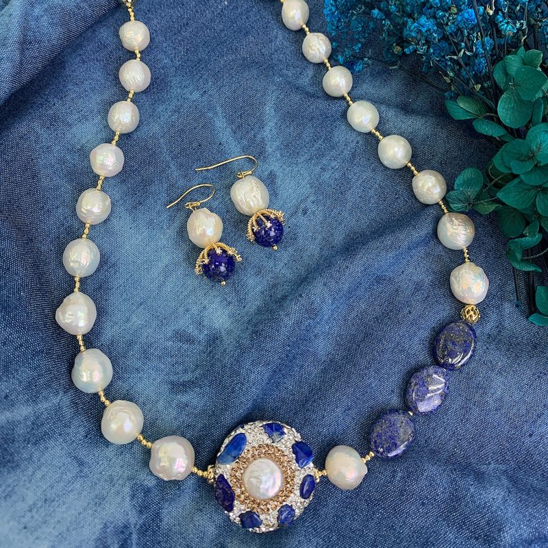 Freshwater Pearls With Lapis And Sodalite Necklace image