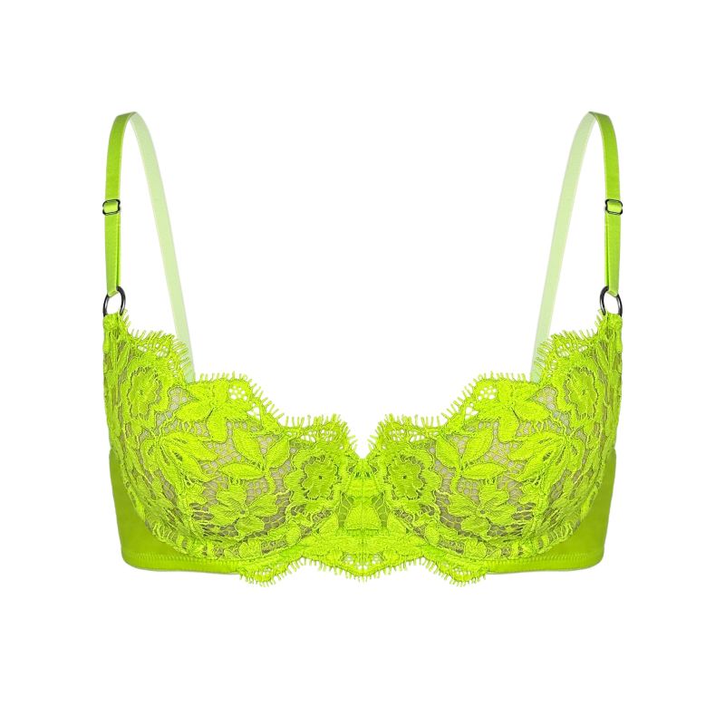 Frisson Lace Demi Bra Acid Green | Monique Morin Lingerie | Wolf & Badger