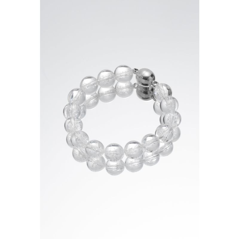 Frostnova Azeztulite Clear Phantom Crystal Sphere Bracelet-Silver Small image