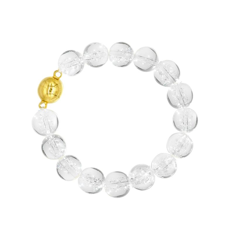 Frostnova Azeztulite Large Clear Phantom Crystal Sphere Bracelet-Gold Large image