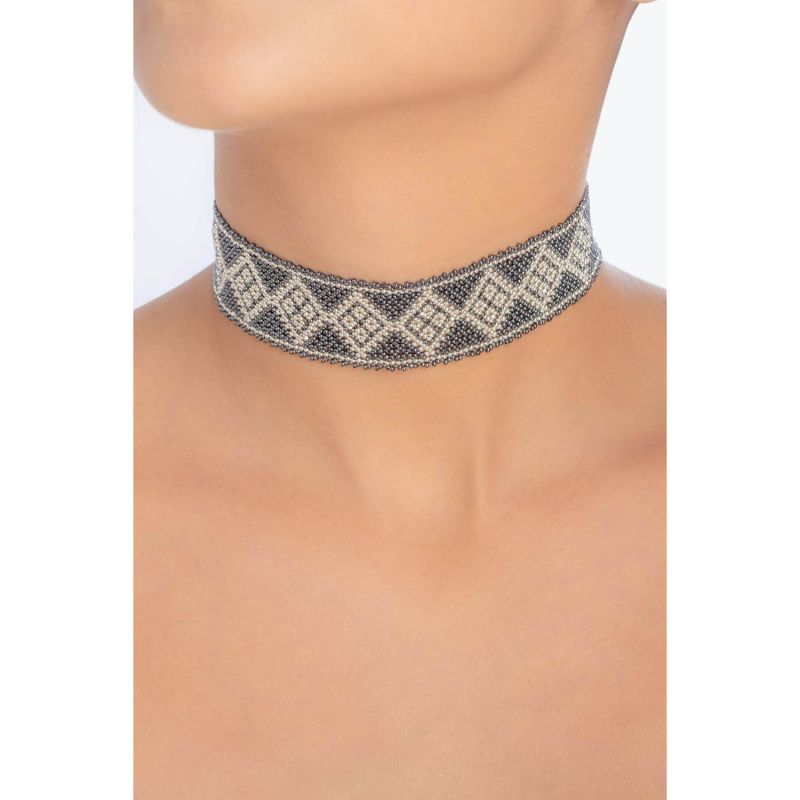 Medium Choker - Gray Crystal, Silver image