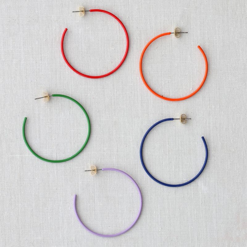 Color Palette Enamel Post Hoop Earrings Bright Green Kris Nations