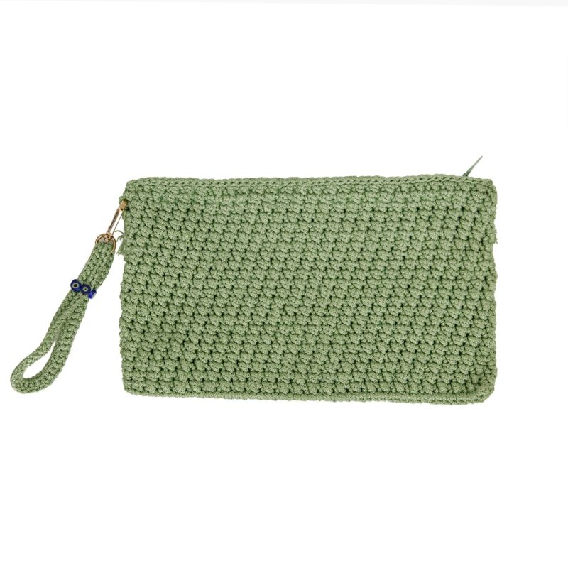 Corfu Crochet Clutch In Mint image