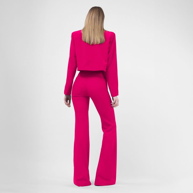 Fuchsia High-Waisted Flared Trousers image