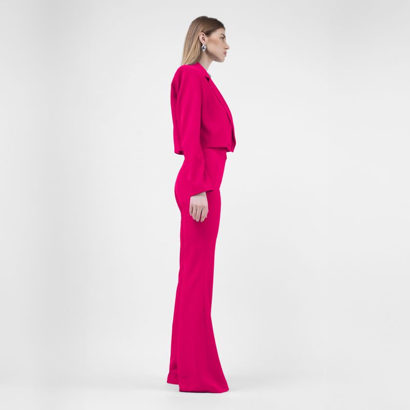 Fuchsia High-Waisted Flared Trousers image