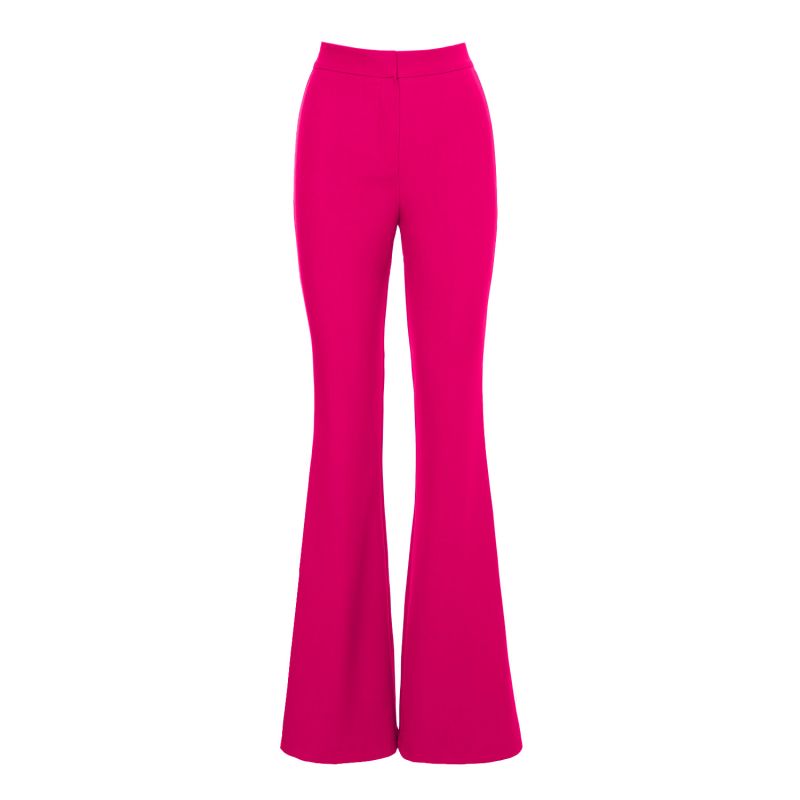 Fuchsia High-Waisted Flared Trousers image