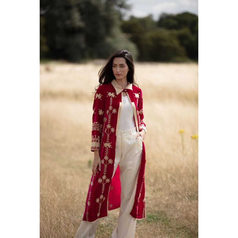 Fuchsia Silk Velvet Coat image