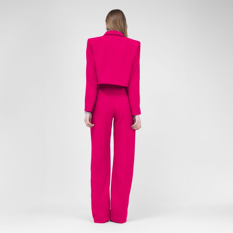 Fuchsia Straight-Cut Trousers With Stripe Detail image