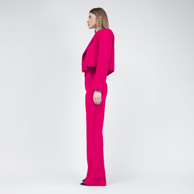 Fuchsia Straight-Cut Trousers With Stripe Detail image