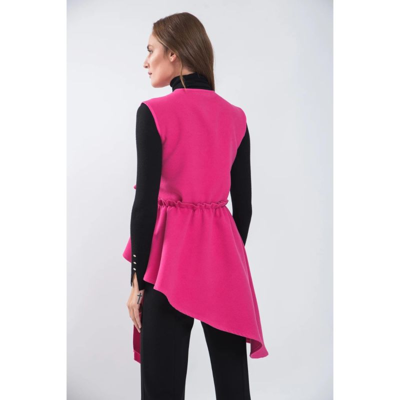 Fuchsia Vest With Asymmetrical Lines And With Belt image