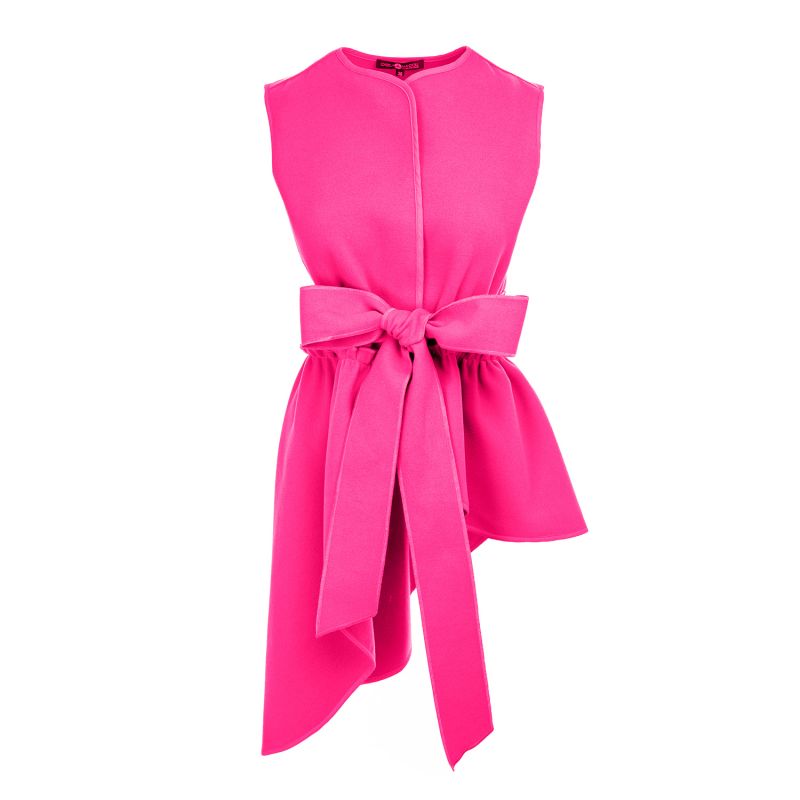 Fuchsia Vest With Asymmetrical Lines And With Belt image