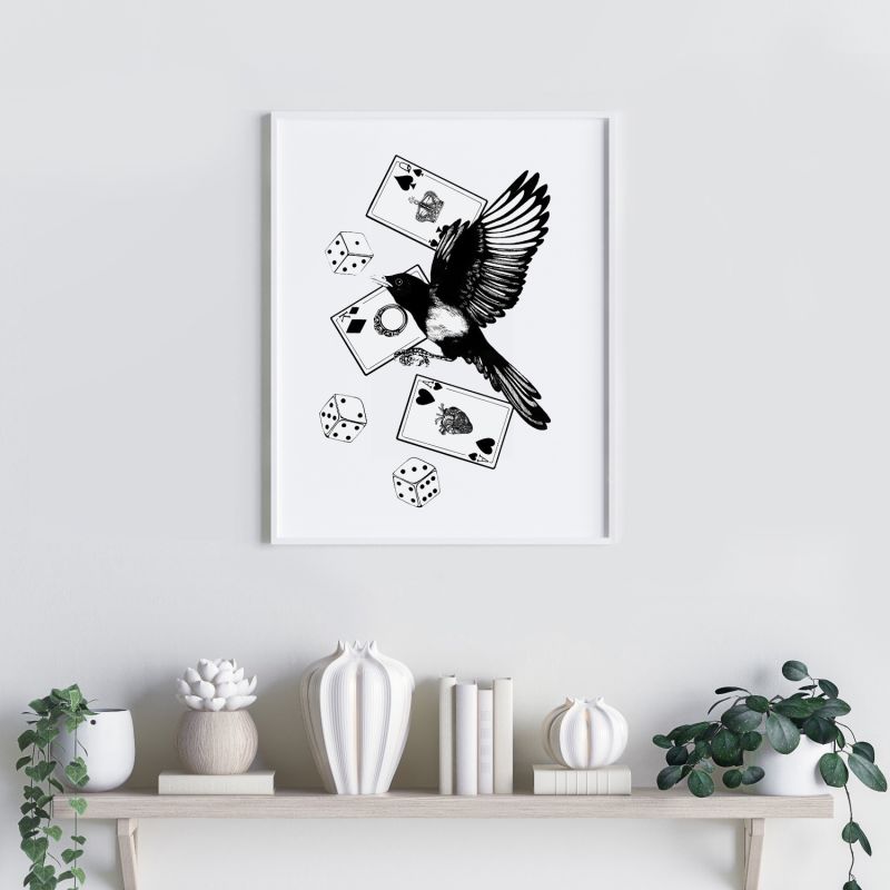 'Mysterious Magpie' - Fine Art Print A5 image