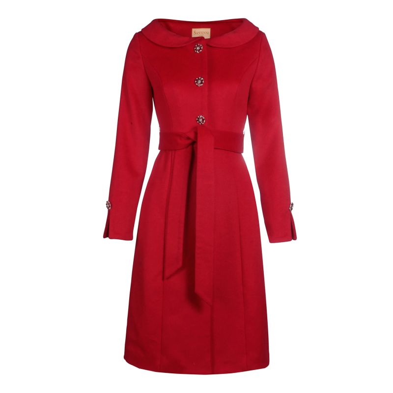 'Ingrid' 100% Cashmere & Wool Dress Coat In Rosso | Santinni | Wolf ...