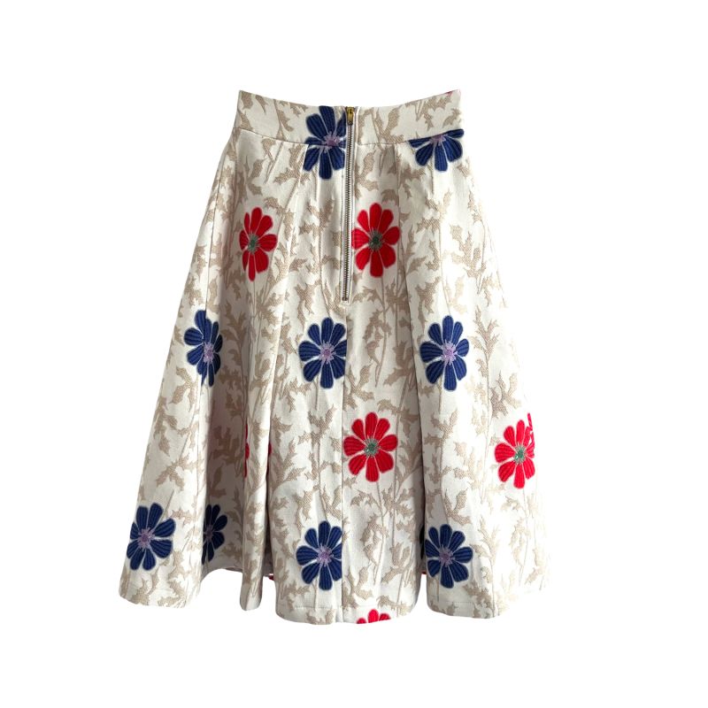 Full Midi Skirt In Floral Off White image