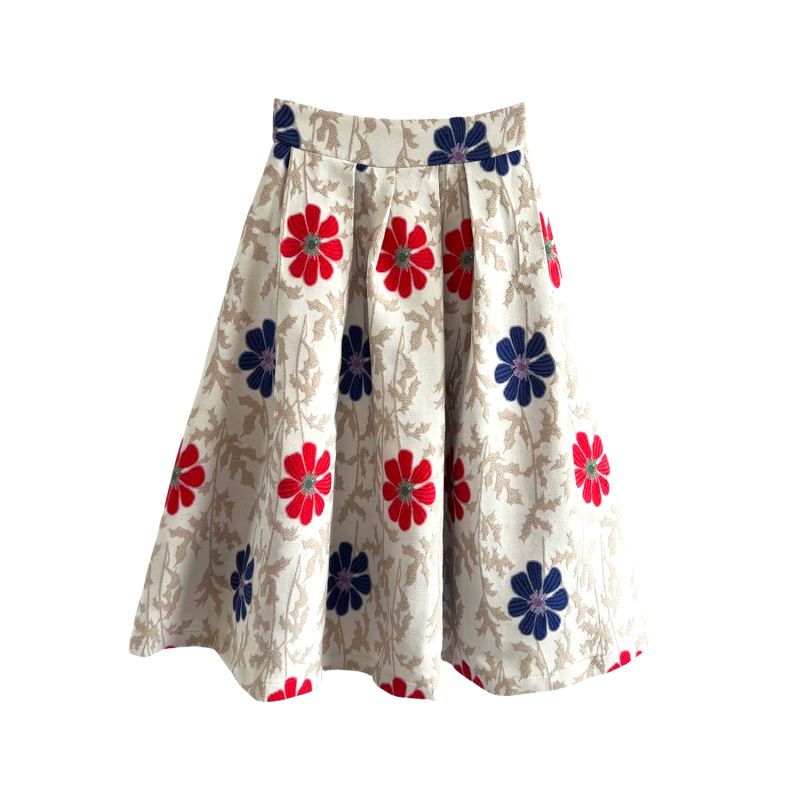 Full Midi Skirt In Floral Off White image