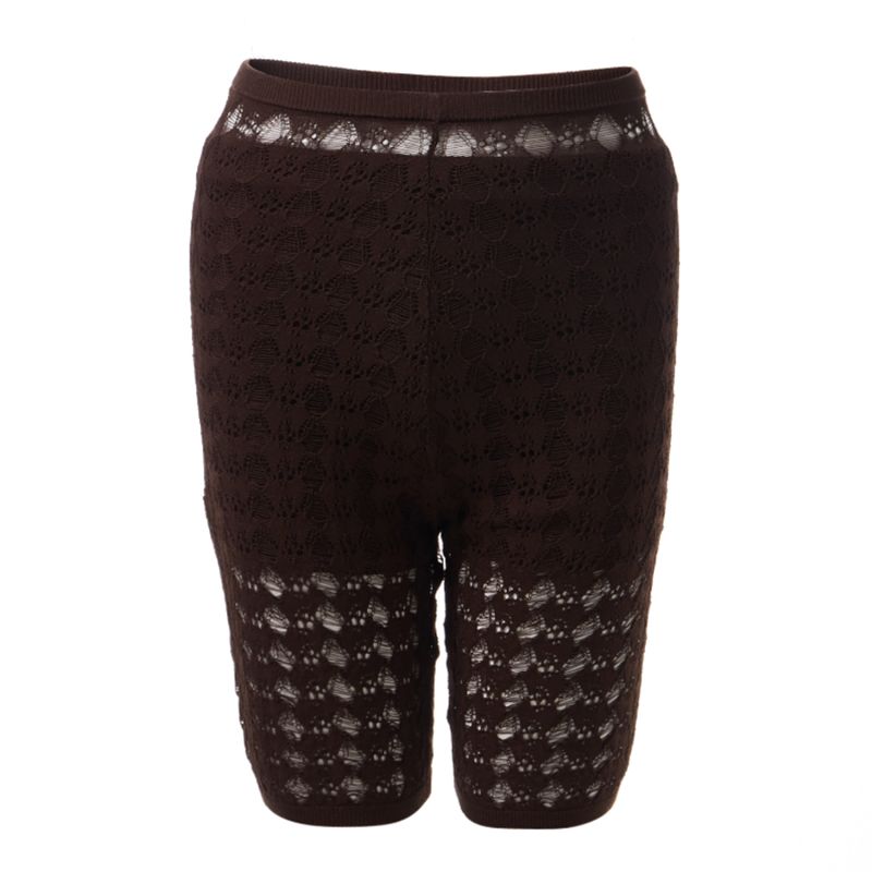 Fully Fashioning Khloe Crochet Knit Legging Short - Dark Brown image