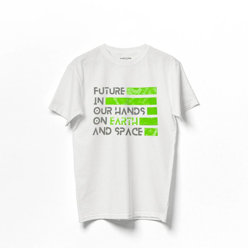 Furture In Our Hands On Earth And Space Printed Tee - White image