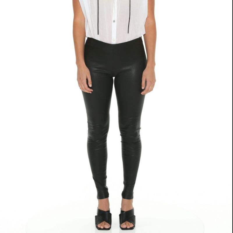 West Broadway Legging In Black Stretch Leather image