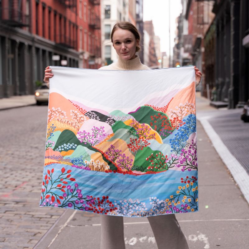 Double Sided Silk Scarf Of Blossoming Valley image