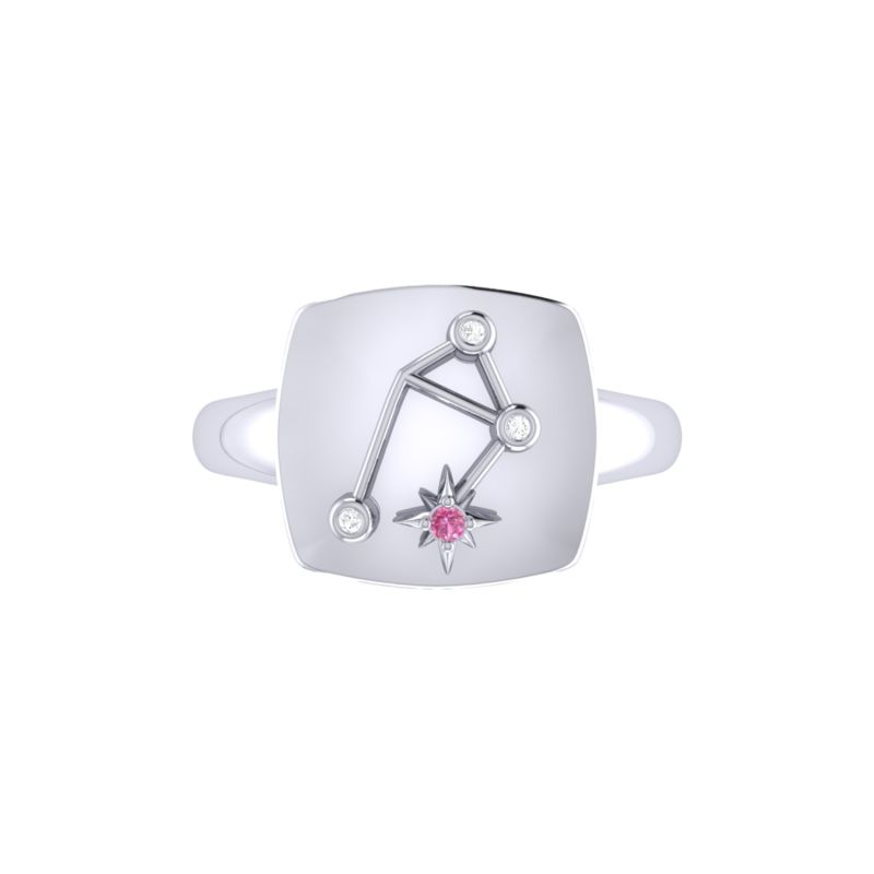 Libra Scales Constellation Signet Ring In Sterling Silver image