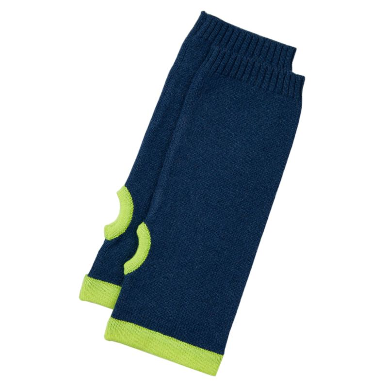 Cashmere Wrist Warmers Denim & Neon Yellow image