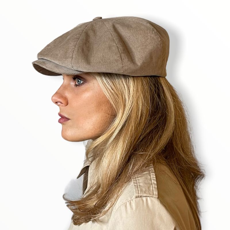 Theos Charm Newsboy Flat Cap In Fine Beige Corduroy image