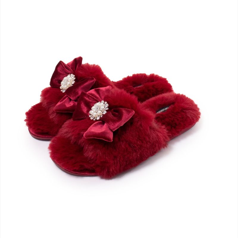 Anya Slider Slipper With Diamante In Red image