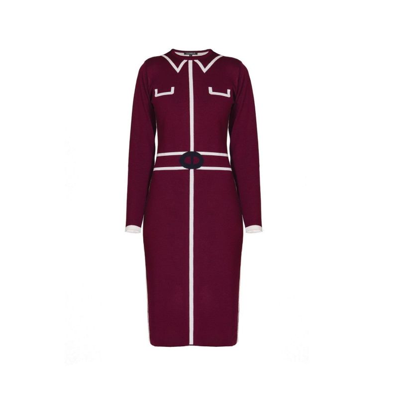 Claire Knitted Jacquard Dress In Mulberry image